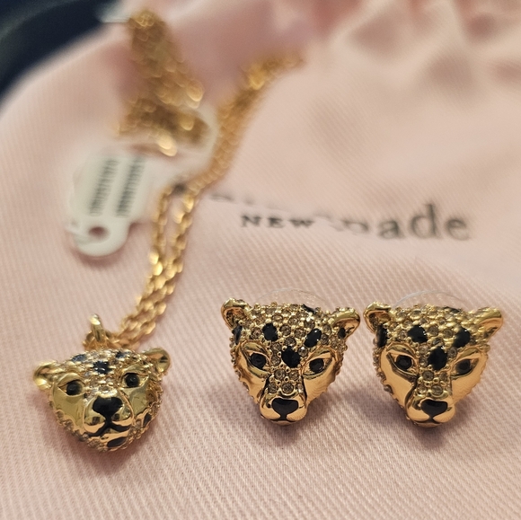 kate spade Jewelry - Kate Spade New York Cheetah Studs and Necklace NWT